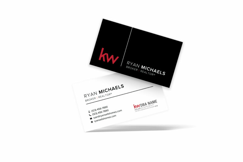 Horizontal Black/White Back w/ Line KW Business Card